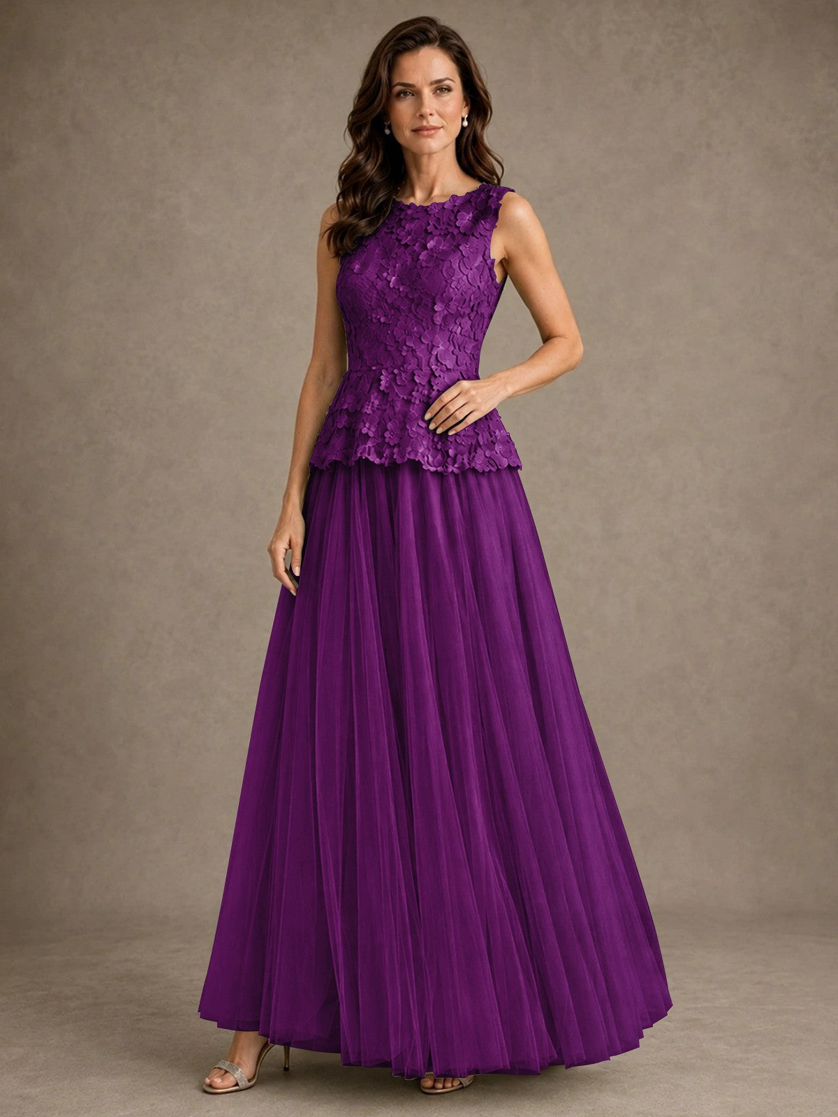 A-Line Chiffon Mother of the Bride Dress with Lace Appliques