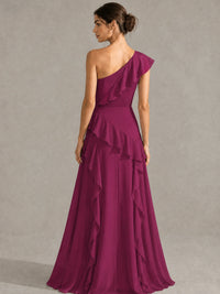 Sage Green One Shoulder Ruffle Bridesmaid Dress