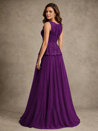A-Line Chiffon Mother of the Bride Dress with Lace Appliques