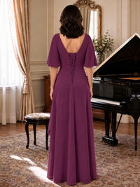 V-Neck Chiffon Lace Mother of the Bride Dresses