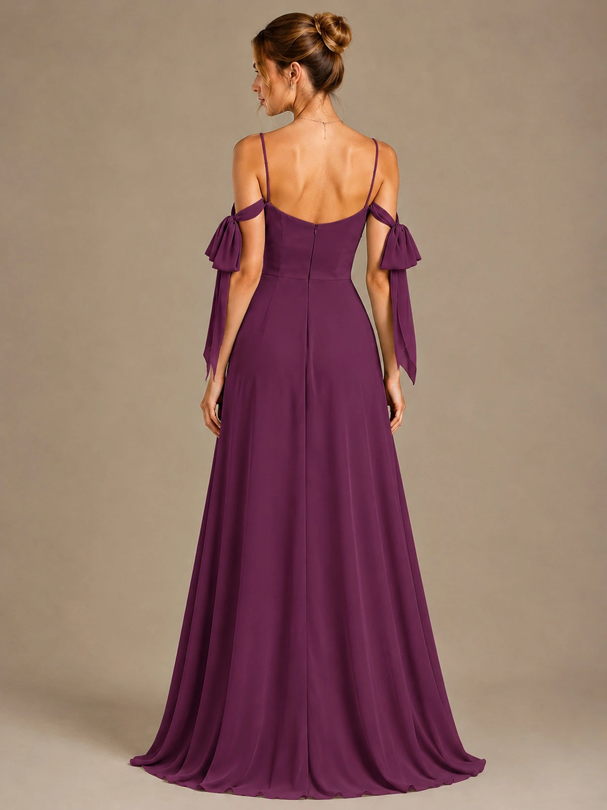 A-Line Ruffles Chiffon Bridesmaid Dress with Slit