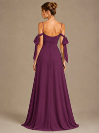 A-Line Ruffles Chiffon Bridesmaid Dress with Slit
