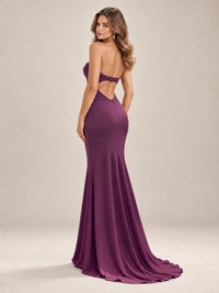 Light Blue Strapless Sweetheart Mermaid Prom Dress with Pleated Bodice