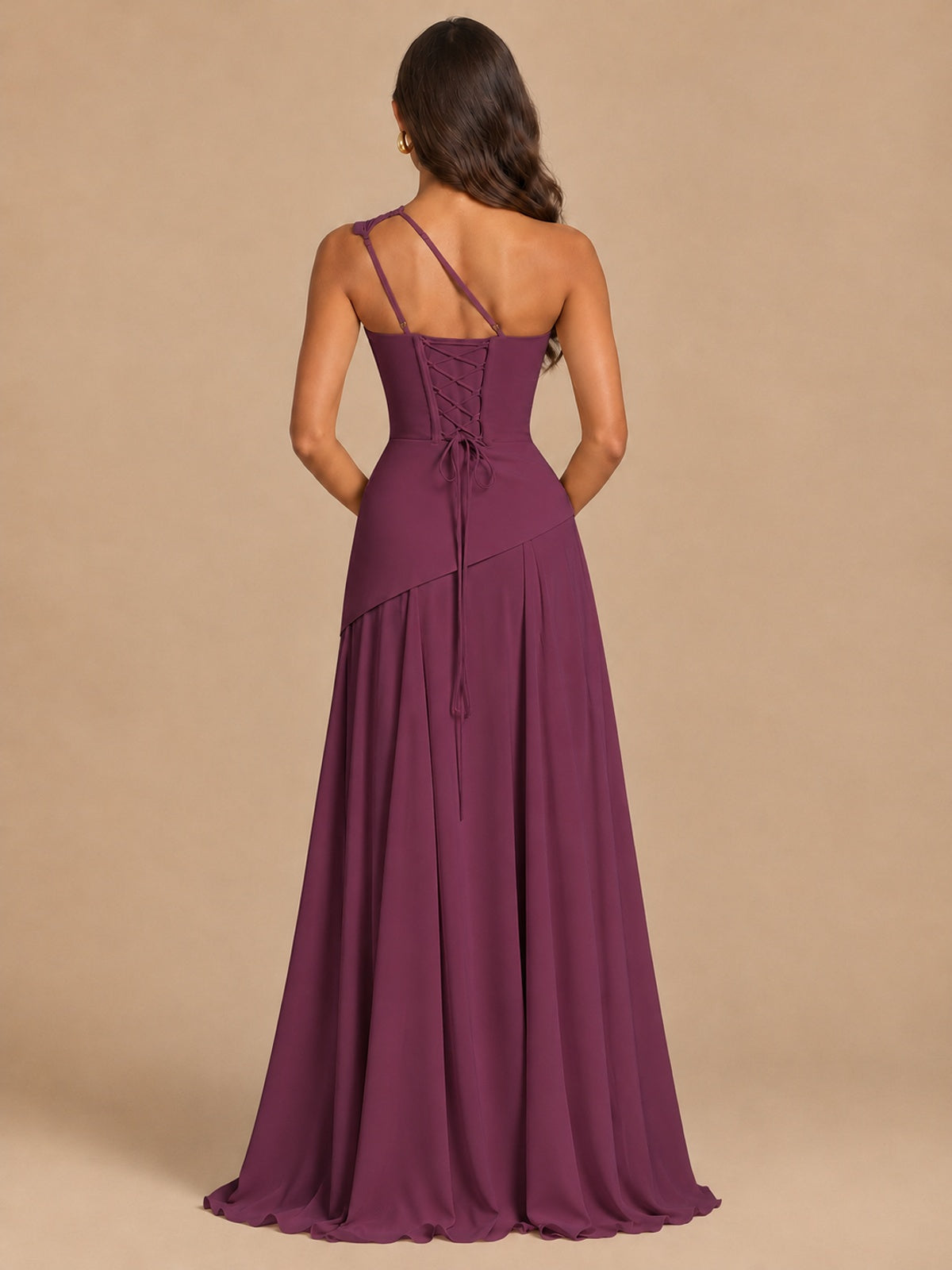 One Shoulder Prom Dress A-line Ruched Women Wedding Formal Gowns