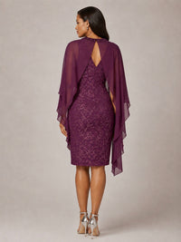 Floral Sheath Mother of the Bride Dress with Cape Overlay