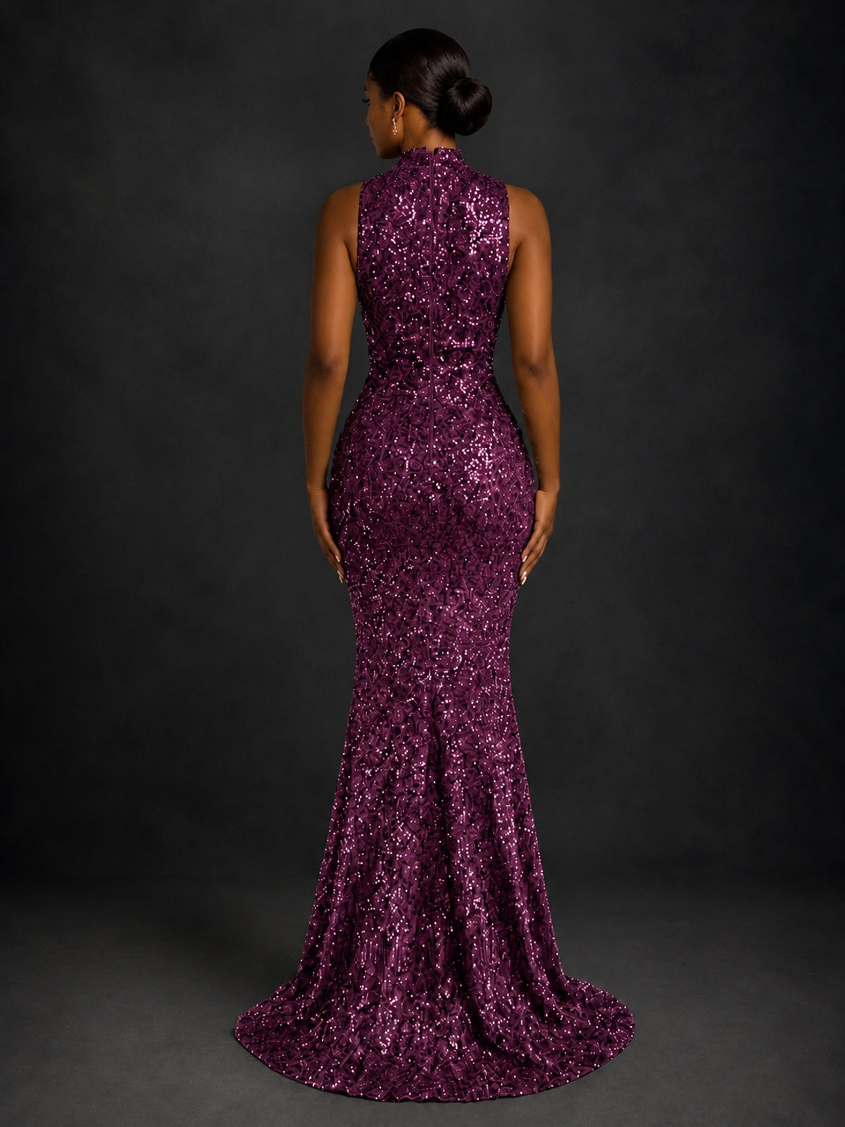 Sparkly Sequin High Neck Mermaid Prom Dress