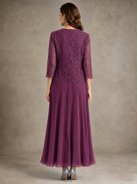 2-Piece Chiffon Mother of the Bride Dress with Lace Jacket
