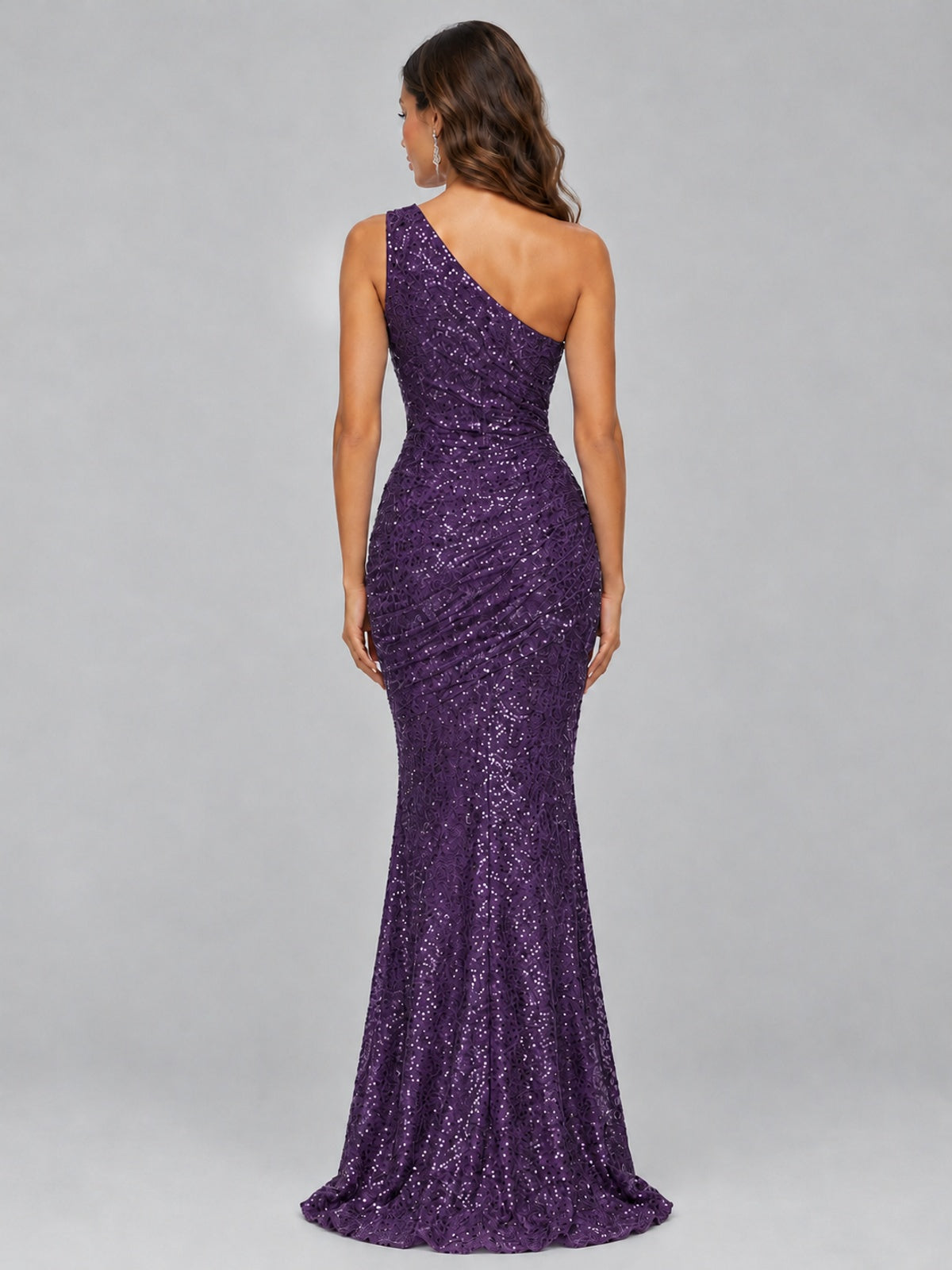 Sequin Mermaid One Shoulder Prom Dress Long formal Gown