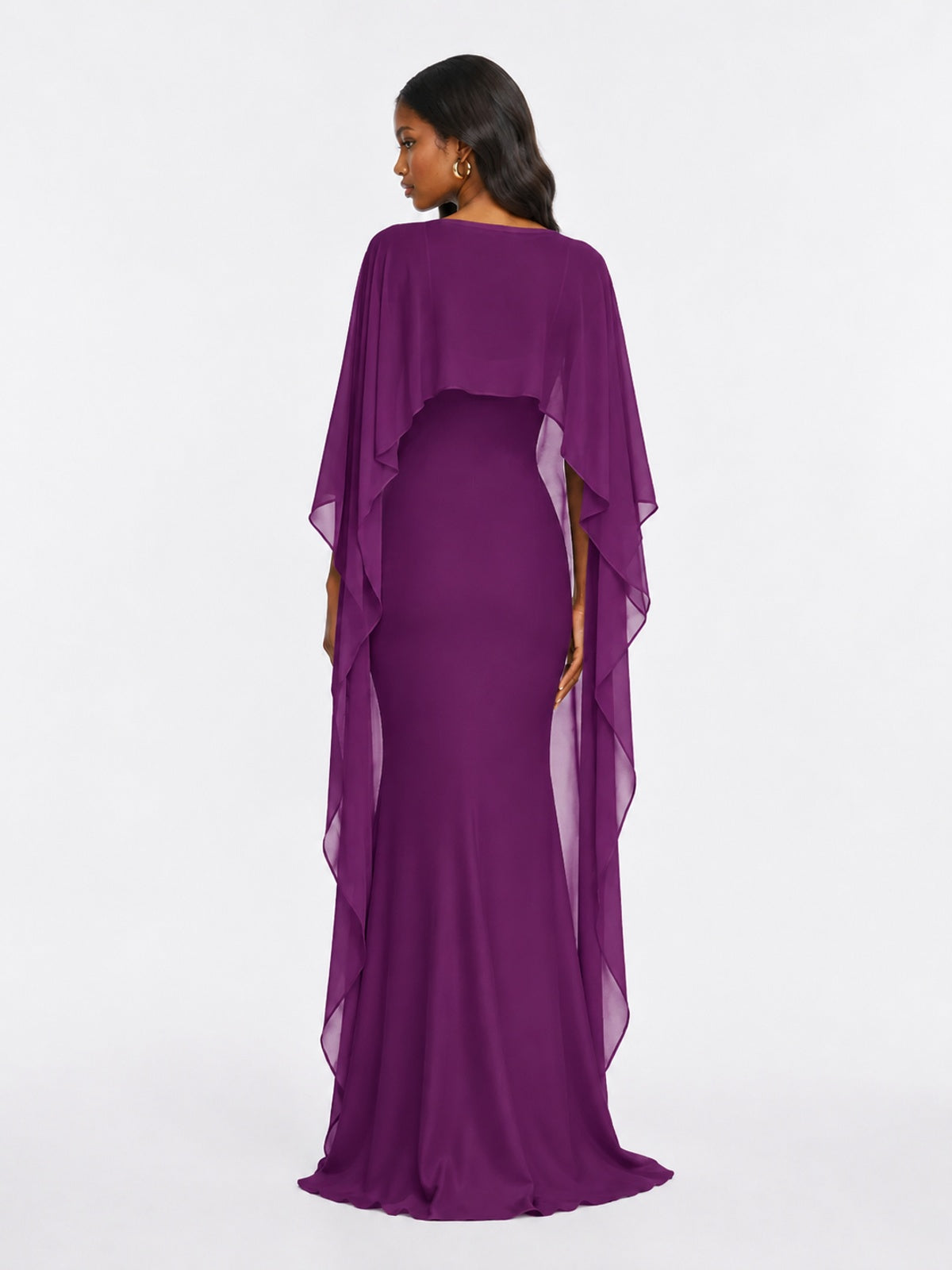 Satin Cape Prom Dresses Meramid Maxi Dress