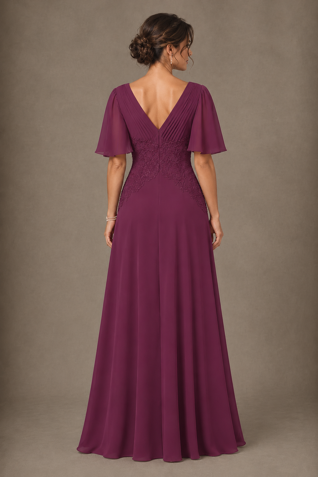 A-Line Chiffon Mother of the Bride Dress with Applique