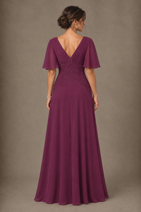 A-Line Chiffon Mother of the Bride Dress with Applique