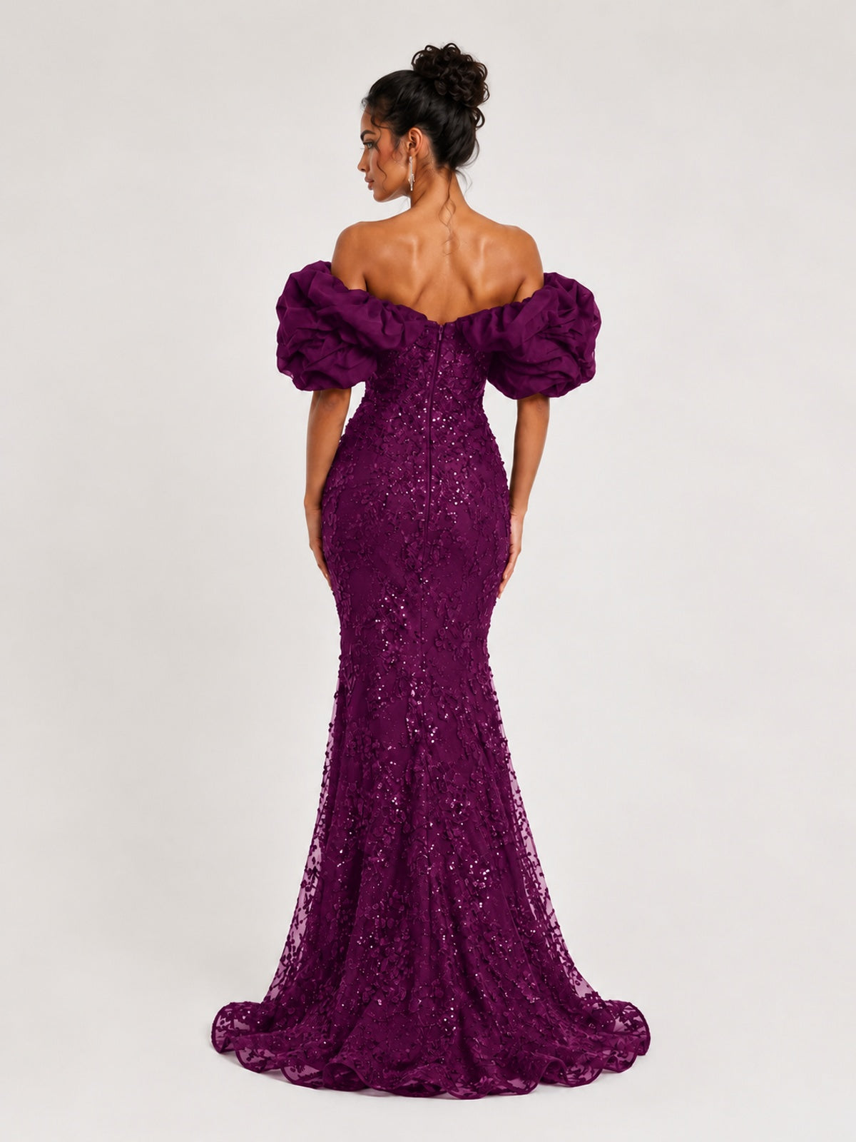 Sequin Off-Shoulder Ruffle Mermaid Prom Dress