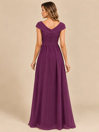 Cap Sleeve Mother of The Bride Dresses Long Chiffon Formal Gowns
