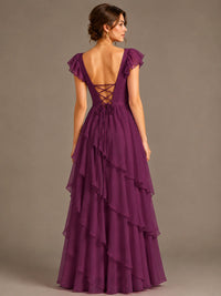 Ruffle Tiered V Neck Maxi Dress