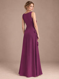3D Floral Applique Sleeveless Formal Maxi Dress