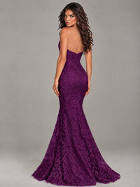 Strapless Corset Mermaid Prom Dress Lace Appliqué Formal Gown