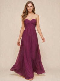Strapless Pleated Chiffon A-Line Bridesmaid Dress