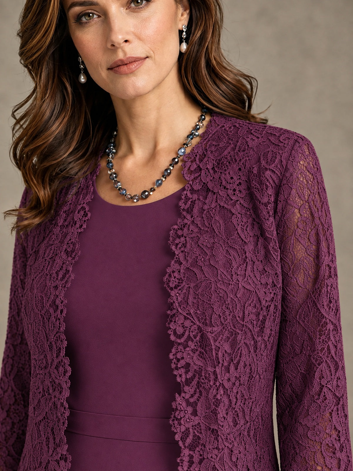 2-Piece Chiffon Mother of the Bride Dress with Lace Jacket