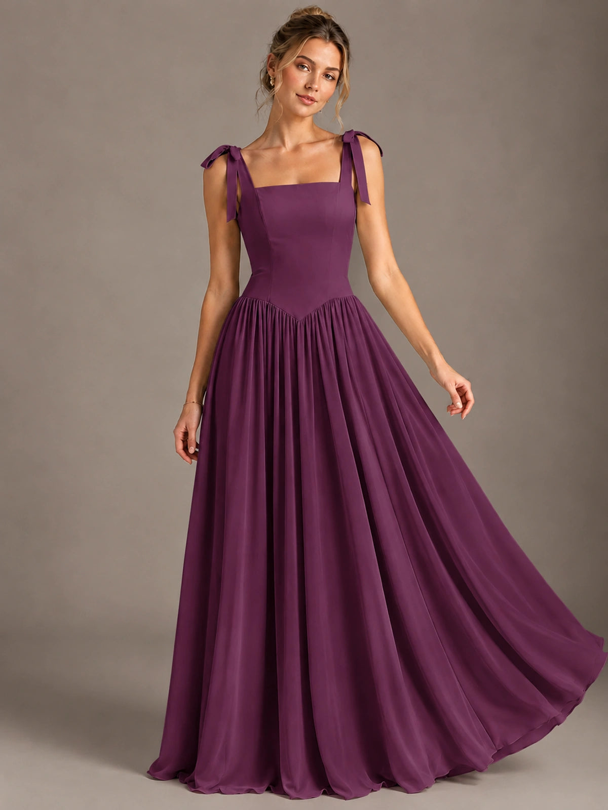 Square Neck A-Line Maxi Dress