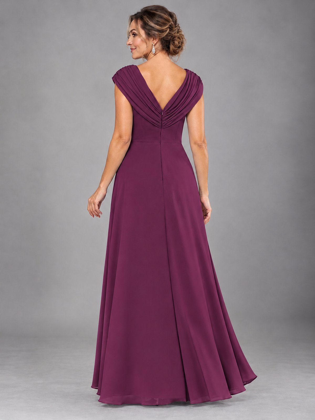 Cap Sleeve Chiffon A-Line Mother of the Bride Dress