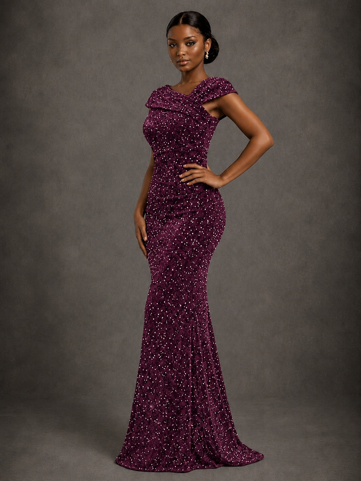 Sequin Off Shoulder Mermaid Prom Dress