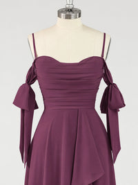 A-Line Ruffles Chiffon Bridesmaid Dress with Slit