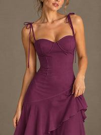 Spaghetti Strap Tiered Ruffles Chiffon Prom Dress