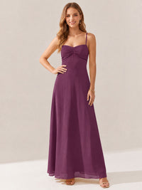 JOVELLEE Yellow Sweetheart Ruched Bust Chiffon Maxi Dress