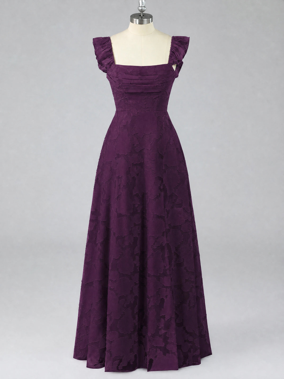 Jacquard Square Neck A-Line Maxi Dress