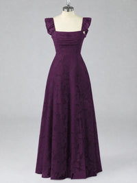 Jacquard Square Neck A-Line Maxi Dress