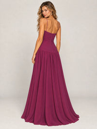 Butter Yellow Ruched Spaghetti Strap Drop-Waist Prom Dress
