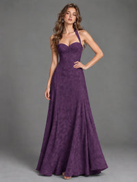 A-Line Halter Floral Chiffon Maxi Dress