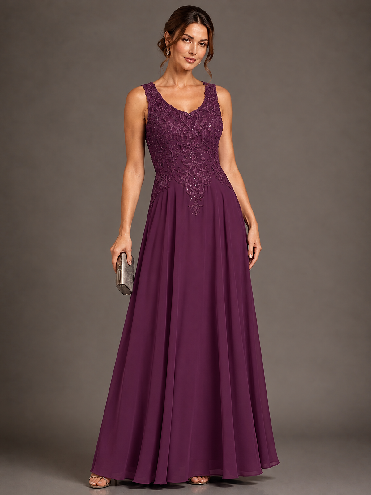 A-line 2 Pieces Chiffon Appliques Mother of The Bride Dresses with Jackets
