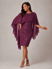 Floral Sheath Mother of the Bride Dress with Cape Overlay