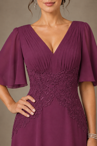 A-Line Chiffon Mother of the Bride Dress with Applique