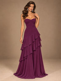 Sweetheart A-Line Ruffle Prom Dress with Spaghetti Straps