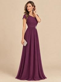 Cap Sleeve Mother of The Bride Dresses Long Chiffon Formal Gowns