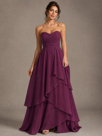 Strapless Ruffle A-Line Maxi Dress
