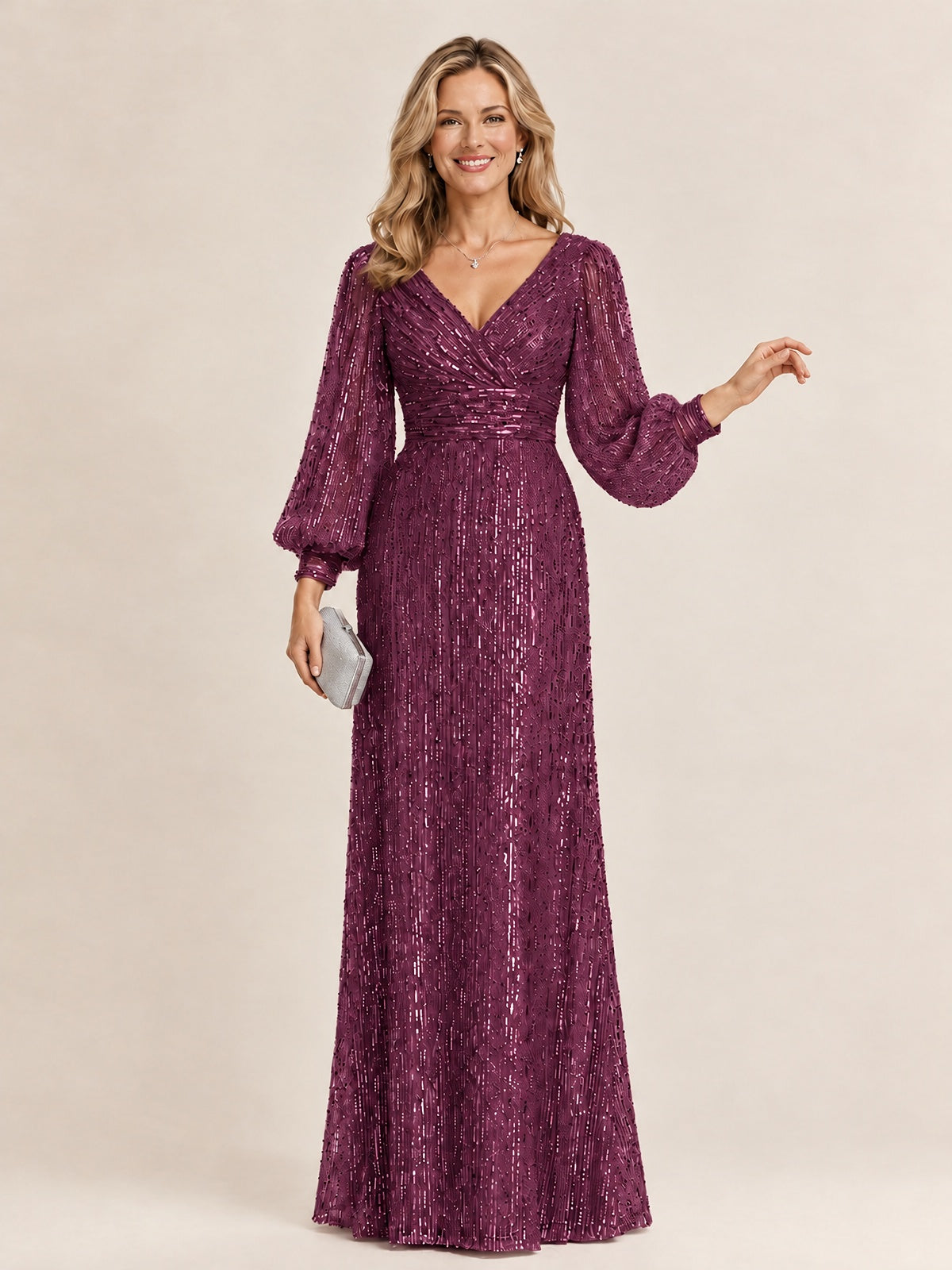 Sparkle Sequin Mother of The Bride Dresses with Long Sleeves