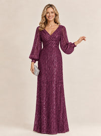 Sparkle Sequin Mother of The Bride Dresses with Long Sleeves