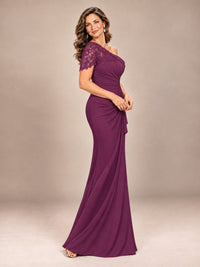 One Shoulder Chiffon Mother of The Bride Dress