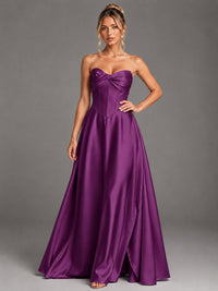 Sweetheart Neck Strapless Satin A-Line Prom Dress