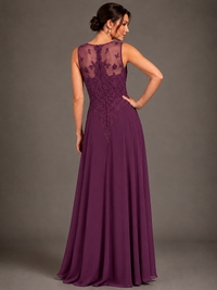 A-line 2 Pieces Chiffon Appliques Mother of The Bride Dresses with Jackets