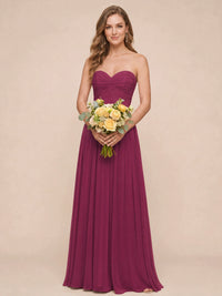 Strapless Pleated Chiffon A-Line Bridesmaid Dress