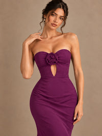 Emerald Green Strapless Mermaid Prom Dress with 3D Rose & Keyhole Cutout