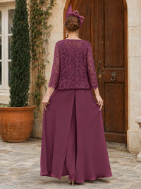 Elegant 3-Piece Chiffon Mother of the Bride Pantsuit with Floral Applique Jacket