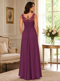 Elegant Chiffon Mother of the Bride Dress with Lace Applique and Cape Sleeves