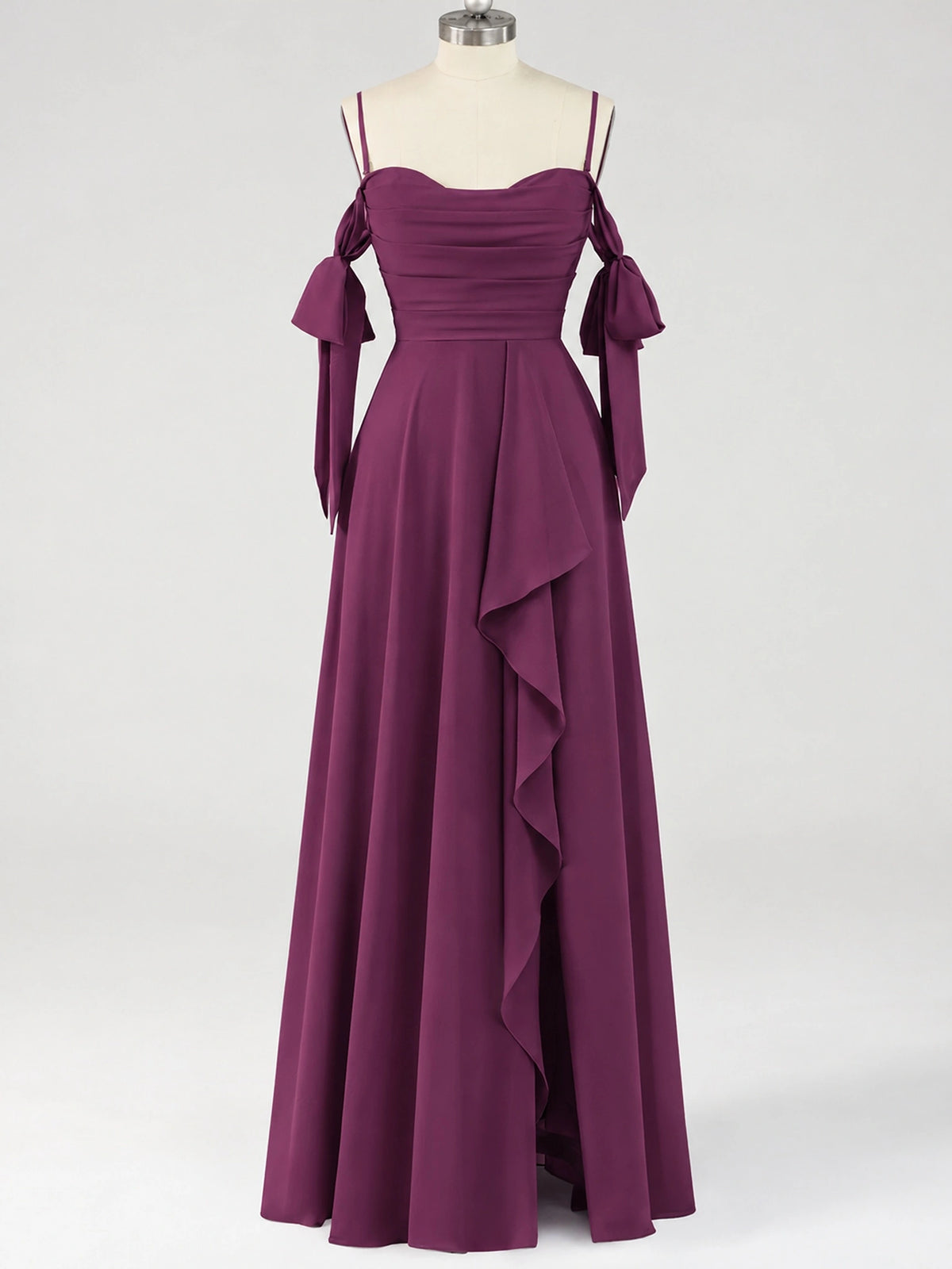 A-Line Ruffles Chiffon Bridesmaid Dress with Slit