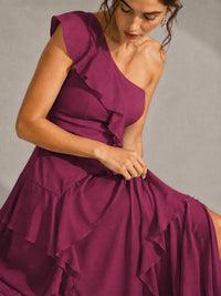 Sage Green One Shoulder Ruffle Bridesmaid Dress