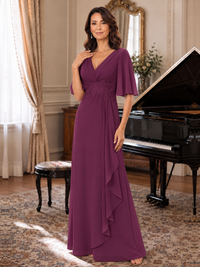 V-Neck Chiffon Lace Mother of the Bride Dresses